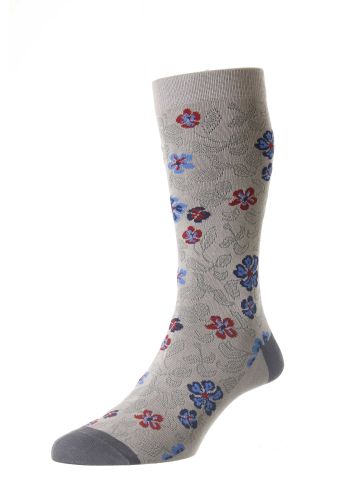 Farren Floral Motif Cotton Lisle Men's Socks 