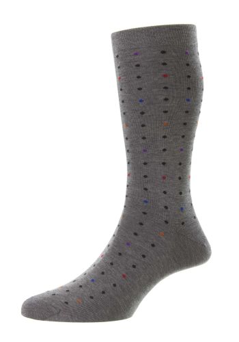 Shelford All Over Mini Spots Men's Socks - Mid Grey Mix - Medium