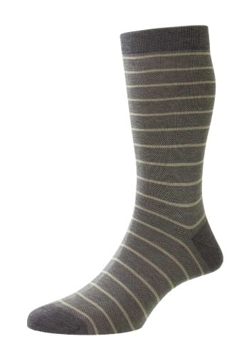 Barrington Birdseye Jacquard Stripe Cotton Lisle Men's Socks 