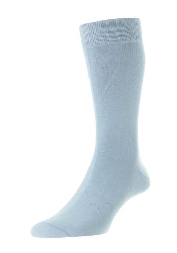 Tavener Flat Knit Comfort Top Egyptian Cotton Men's Socks - Pale Blue - Small
