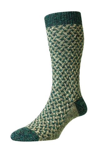 Rhos Eco Texture Recycled Cotton Men's Socks - Lagoon Mix - Large