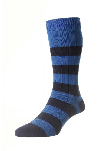Selsey Rib Organic Cotton Men's Socks - Bright Blue - Small