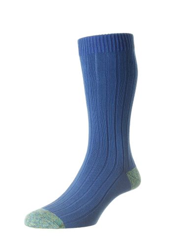 Romney Organic Cotton Men's Socks - Bright Blue - Large