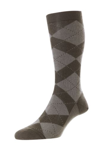 Abdale Argyle Merino Wool Men's Socks - Deep Graphite/Pebble - Small