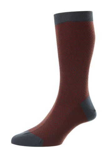 Hendon Teal Chunky Herringbone Merino Wool Men&#039;s Socks Small