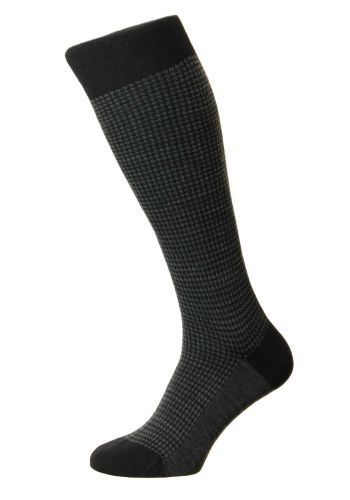 Highbury Houndstooth Merino Wool Long Men's Socks