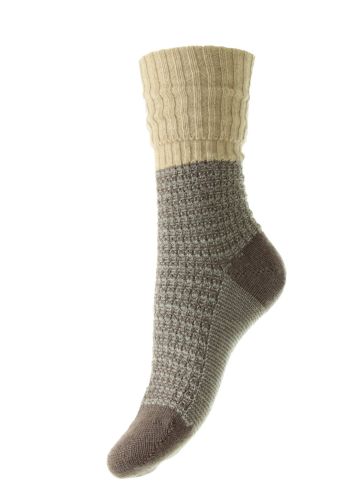 Lilly Wool Cashmere Top Women's Slouch Boot Socks - Mole