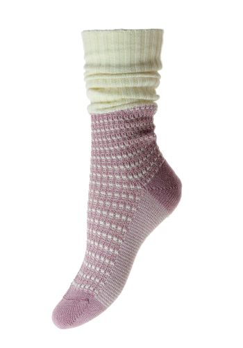 Lilly - Wool/Cashmere Boot Sock Old Rose Women's Slouch Boot Sock with Cashmere Top