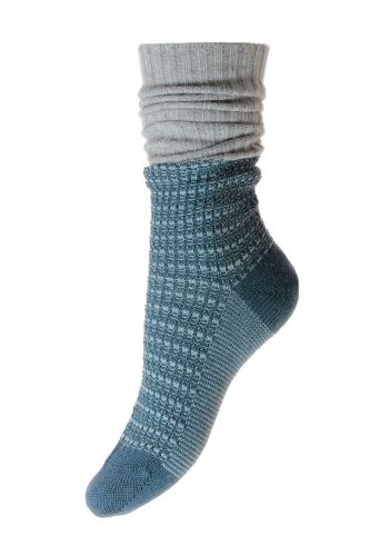 Lilly Wool Cashmere Top Women's Slouch Boot Socks - Teal