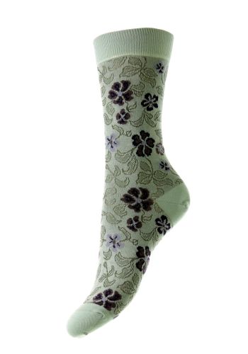 Flora Floral Leaf Cotton Lisle Women's Socks
