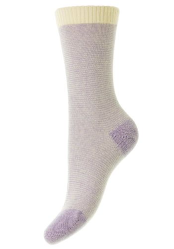 Aria Feeder Stripe Cashmere Women's Luxury Socks - Lilac