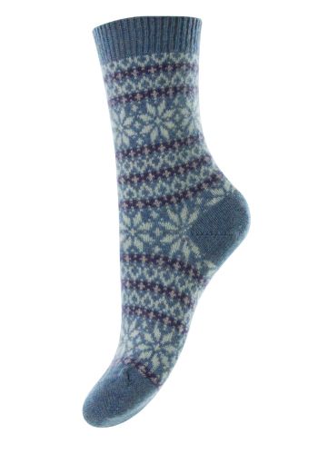 Neve Snowflake Fair Isle Cashmere Women's Luxury Socks